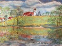 Bayrisches Dorf im Sommer ~ 40 x 30 cm ~ Pastell auf Pastellpapier