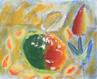 Apfel und Blume ~ 40 x 50 cm ~ Acryl auf Leinwand
