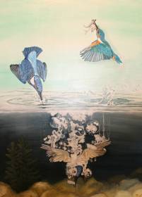 Ice Birds fishing ~ 50 x 70 cm ~ Acyrl auf Leinwand