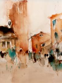 Piazza ~ 22 x 30 cm ~ Aquarell auf 300 gr Aquarellpapier