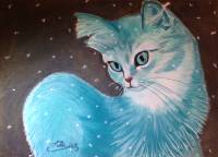 Die blaue Katze ~ 50 x 60 cm ~ Pastellkreide auf Papier