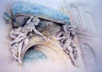 Portal des Concordia-Hauses ~ ca. 46 x 60 cm ~ Aquarell auf Archespapier